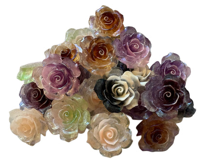 36mm Glitter Resin Rose Flower Flatback Cabochon with AB Coating Perfect for Your DYI Projects with Phone Cases Water Bottles and More!