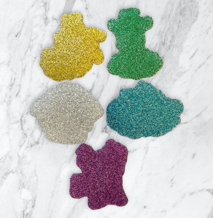 5 Pieces Care Bear Mix or One Design Planar Acrylic with Glitter Back for Keychains, Badge Reels, Earrings and More!