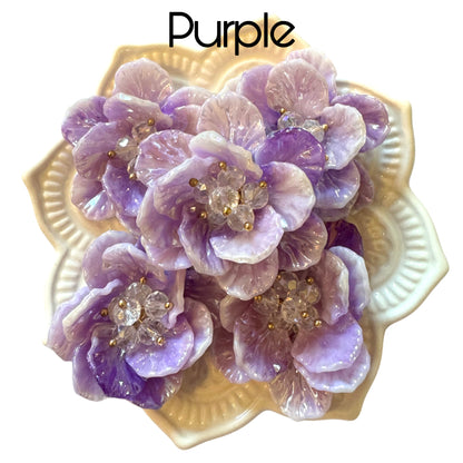 5 Pieces Lovely Handmade Double Layer Large Flat Back Acrylic Flower with Individual Petals and Beaded Center Cabochon for Your DIY Creation