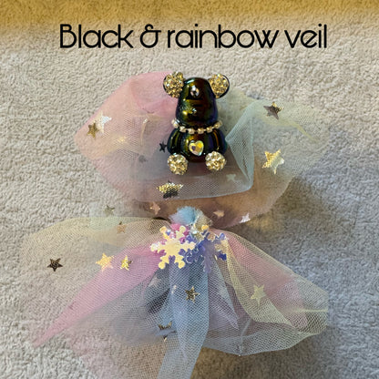 Ultra Premium Wedding Bride Bear with Veil and Rhinestones for Beadable Pen, Keychain and more!  Also Perfect for Quinceanera or Prom!