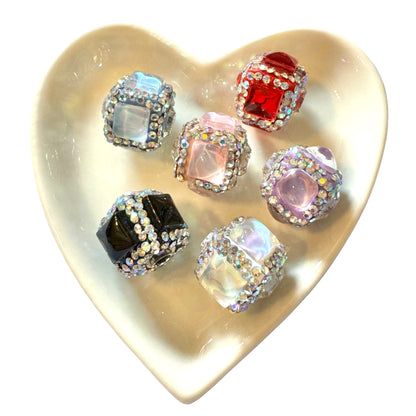 Unusual 17mm Large Center Stone Rhinestone Cube Square Beads Mix for Beadable Pens, Keychains, Bracelets, Earrings and More!