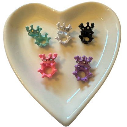 Small Colored Metal and Rhinestone Crown Beads or Spacers for Beadable Pen, Stylus, Keychain, Bracelet and more.