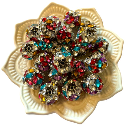 16mm Gold or Silver Metal and Rhinestone Beads for Beadable Pens, Stylus, Keychains, Bracelets, Earrings and More! Perfect for DYI Creations