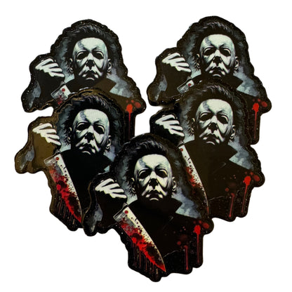 CUSTOMIZED! 5 Pieces Halloween Horror Characters Flatback One Sided Planar Acrylic with Glitter Back for Keychains, Badge Reels, Earrings & More! Jason, Freddy, Michael, Pennywise +