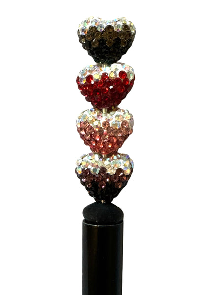High Quality 14mm Ombre Color Heart Shaped Pave Rhinestone and Clay Beads Mix for Beadable Pen Stylus Keychain Bracelet Earrings and More.