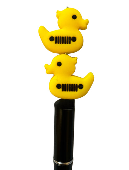 Yellow Duck with a Vehicle Grill Silicone Focal Bead for Beadable Pens, Stylus, Pencils, Keychains and More.  Great for Duck, Duck Jeep!
