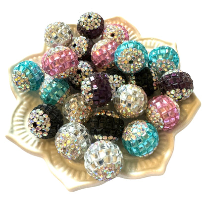 Gorgeous 16mm Rhinestone and Clay Disco Ball Beads with Colored Center Stripe for Beadable Pen Stylus Keychain Bracelet Earrings and More!