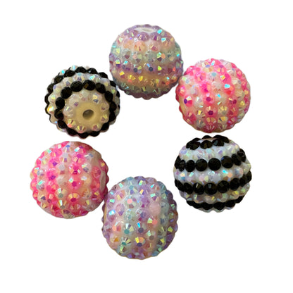10 Pieces 20mm Acrylic Rhinestone Stripe Beads Mix for Beadable Pens, Keychains, Bracelets, Earrings and More. Perfect for Your DIY Projects!