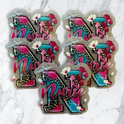 5 Pieces Nurse and Medical Mix or One Design Planar Acrylic with Glitter Back for Keychains, Badge Reels, Earrings and More! Nurse Life, Scrub Life, Certified Vein Whisperer