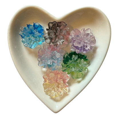 23mm Transparent Luminous Resin Camilla Flower Flatback Cabochon. Perfect for Your DIY Projects for Water Bottles, Phone Cases & More!