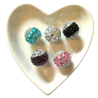 Gorgeous 16mm Rhinestone and Clay Disco Ball Beads with Colored Center Stripe for Beadable Pen Stylus Keychain Bracelet Earrings and More!