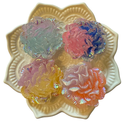 35mm Lightly Luminous Large Ruffled Flower Flatback Cabochon Perfect for Your DYI Projects with Phone Cases Water Bottles and More!