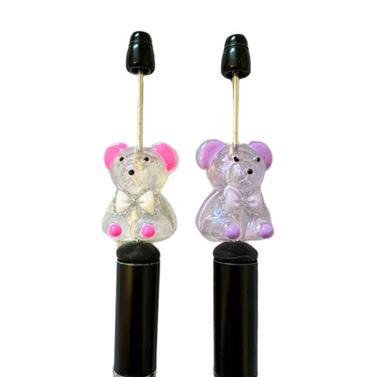 5 Pieces Luminous Acrylic Bear with Colored Accents for Beadable Pen, Keychain and more!  Perfect Your DYI Baby Shower Creations!
