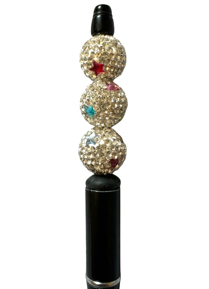 5 Pieces 16mm Pave Rhinestone & Clay Beads with Stars for Beadable Pens, Keychains, Bracelets, Earrings and More!  Perfect for All Your DIY!