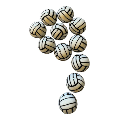 16mm Sports Themed Acrylic Volleyball Volley Ball Beads for Beadable Pen, Keychains, Bracelets and More!  Perfect for Your DYI Creations!
