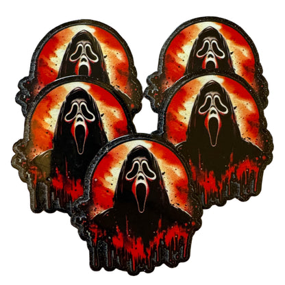 CUSTOMIZED! 5 Pieces Halloween Horror Characters Flatback One Sided Planar Acrylic with Glitter Back for Keychains, Badge Reels, Earrings & More! Jason, Freddy, Michael, Pennywise +