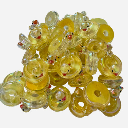 3D Cute Innertube Duck Bead with AB Coating for Beadable Pen Stylus Keychain Bracelet and More! Rubber Duckie Style Cruising Ducks