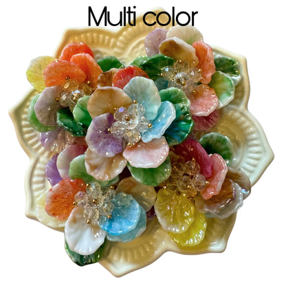 5 Pieces Lovely Handmade Double Layer Large Flat Back Acrylic Flower with Individual Petals and Beaded Center Cabochon for Your DIY Creation