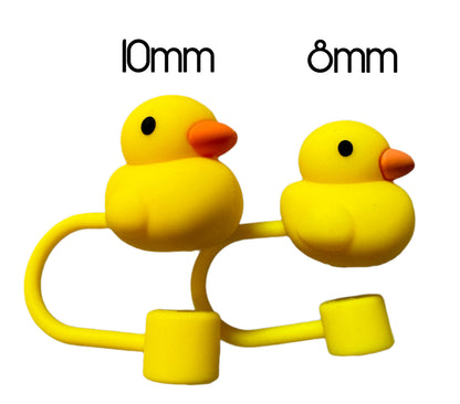 2 Pieces 8mm or 10mm 3D Yellow Duck Silicone Straw Topper.  Will Fit Stanley Straws and More! Great for Cruising Ducks or Duck, Duck Jeep!