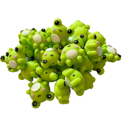 Cute 3D Green Frog Silicone Focal Bead for Beadable Pens, Stylus, Pencils, Keychains and More.