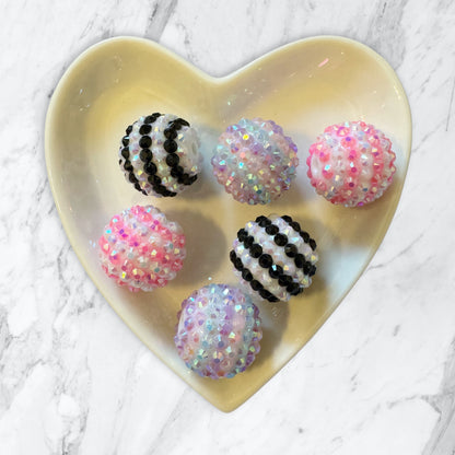 10 Pieces 20mm Acrylic Rhinestone Stripe Beads Mix for Beadable Pens, Keychains, Bracelets, Earrings and More. Perfect for Your DIY Projects!