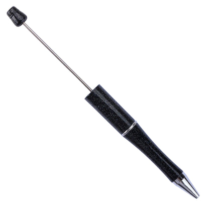 Pack of 10 Black Glitter Beadable Plastic Pen Blank for Your DIY Creations with Beads Focals Rhinestones Spacers Refills Sold Separately