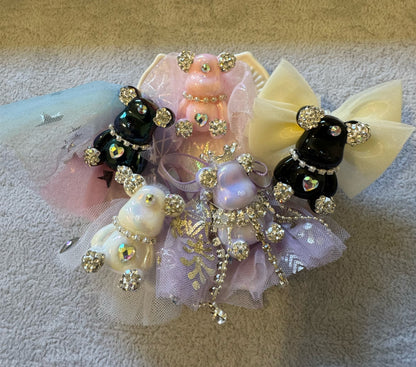 Ultra Premium Wedding Bride Bear with Veil and Rhinestones for Beadable Pen, Keychain and more!  Also Perfect for Quinceanera or Prom!