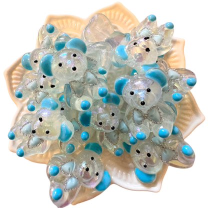 5 Pieces Luminous Acrylic Bear with Colored Accents for Beadable Pen, Keychain and more!  Perfect Your DYI Baby Shower Creations!