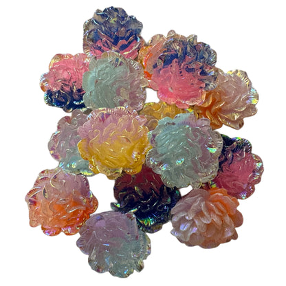 35mm Lightly Luminous Large Ruffled Flower Flatback Cabochon Perfect for Your DYI Projects with Phone Cases Water Bottles and More!