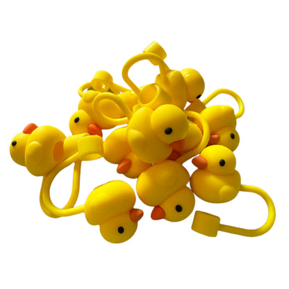 2 Pieces 8mm or 10mm 3D Yellow Duck Silicone Straw Topper.  Will Fit Stanley Straws and More! Great for Cruising Ducks or Duck, Duck Jeep!