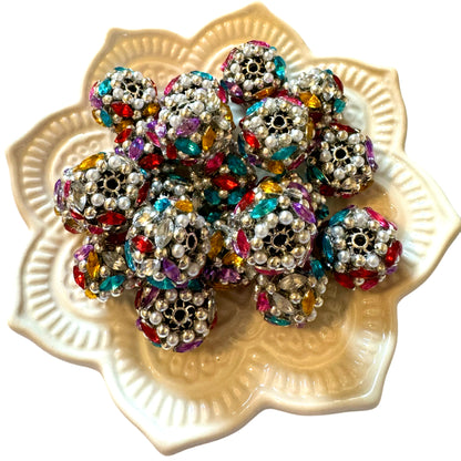 16mm Gold or Silver Metal and Rhinestone Beads for Beadable Pens, Stylus, Keychains, Bracelets, Earrings and More! Perfect for DYI Creations