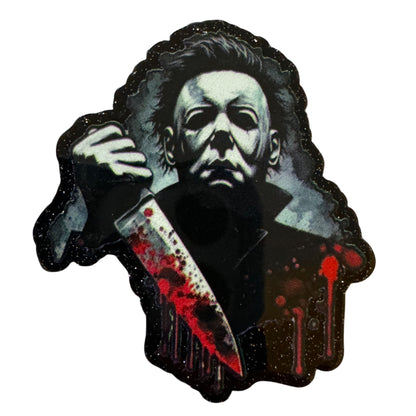 CUSTOMIZED! 5 Pieces Halloween Horror Characters Flatback One Sided Planar Acrylic with Glitter Back for Keychains, Badge Reels, Earrings & More! Jason, Freddy, Michael, Pennywise +