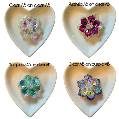 Stunning Handmade Double Layer with Individual Petals 45mm Large Flat Back Glass Flower Cabochon for Your DIY Creations. Sold Individually