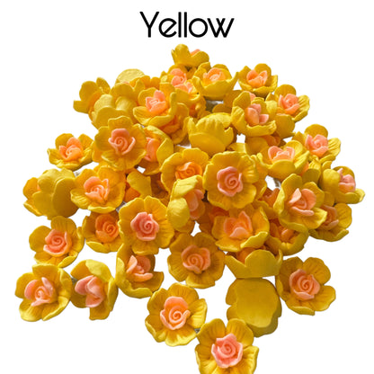 19mm Luminous Raised Center Resin Rose Flower Flatback Cabochon. Perfect for Your DIY for Phone Cases Water Bottles Scrapbook Hair Accessory
