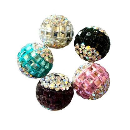 Gorgeous 16mm Rhinestone and Clay Disco Ball Beads with Colored Center Stripe for Beadable Pen Stylus Keychain Bracelet Earrings and More!