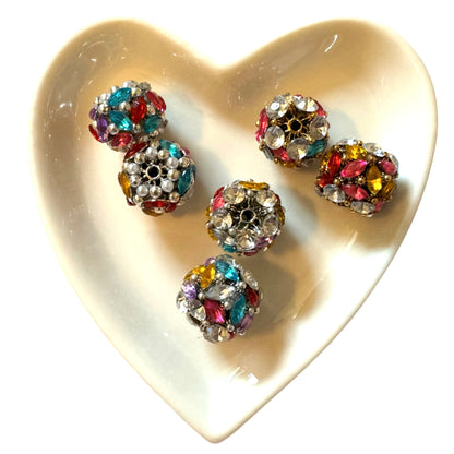 16mm Gold or Silver Metal and Rhinestone Beads for Beadable Pens, Stylus, Keychains, Bracelets, Earrings and More! Perfect for DYI Creations