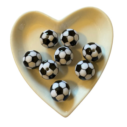 16mm Sports Themed Acrylic Soccer Ball Beads for Beadable Pen, Keychains, Bracelets and More!  Perfect for Your DYI Creations!