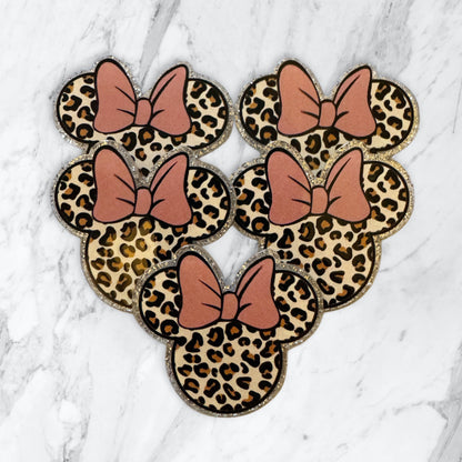 5 Pieces Mickey and Minnie Mouse Head Mix or One Design Planar Acrylic with Glitter Back for Keychains, Badge Reels, Earrings and More!