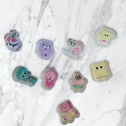 50 Pieces 1cm Everyone's Favorite Sponge Mr. Bob and Friends Flatback One Sided Acrylic for Phone Cases, Earrings and More!