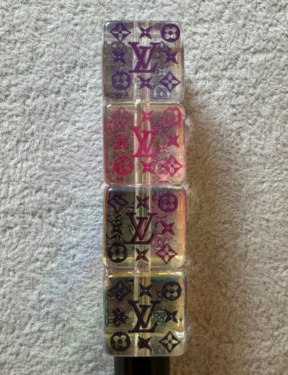 LV Clear AB Cubes with Colored Letters Designer Inspired Acrylic Beads for Beadable Pens, Stylus, Pencils, Keychains and More!