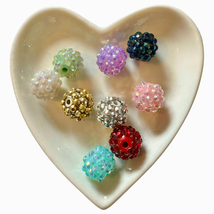 25 Pieces 12mmx13mm Acrylic Rhinestone Beads Mix for Beadable Pens, Keychains, Bracelets, Earrings and More. Perfect for Your DIY Projects!