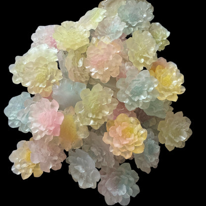 28mm Luminous Resin Flat Lous Flower Flatback Cabochon. Perfect for Your DIY Projects for Phone Cases, Water Bottles, Hair Accessory & More!