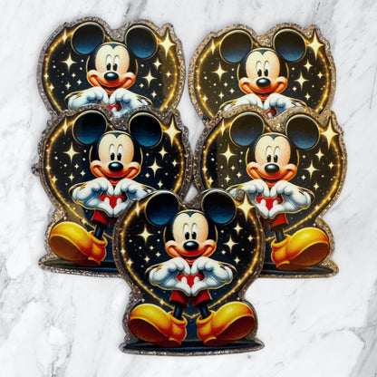 5 Pieces Mickey and Minnie Mouse Head Mix or One Design Planar Acrylic with Glitter Back for Keychains, Badge Reels, Earrings and More!