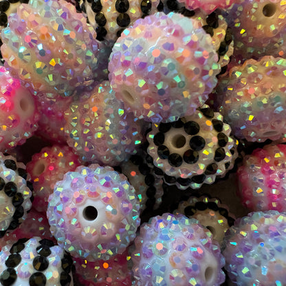 10 Pieces 20mm Acrylic Rhinestone Stripe Beads Mix for Beadable Pens, Keychains, Bracelets, Earrings and More. Perfect for Your DIY Projects!