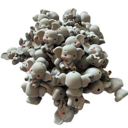 Cute 3D Grey Elephant with Large Ears Silicone Focal Bead for Beadable Pens, Stylus, Pencils, Keychains and More.