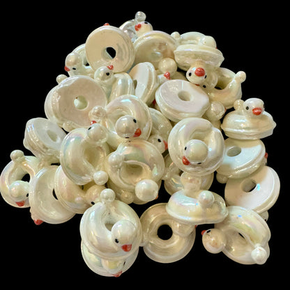 3D Cute Innertube Duck Bead with AB Coating for Beadable Pen Stylus Keychain Bracelet and More! Rubber Duckie Style Cruising Ducks