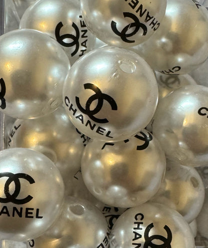 CC White Pearl Effect Designer Inspired Acrylic Bead for Beadable Pens, Stylus, Pencils, Keychains and More!