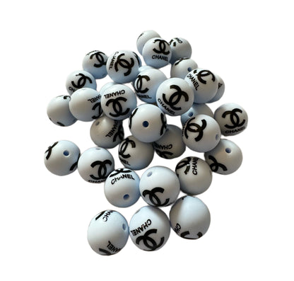 CC Letters Designer Inspired Silicone Round Bead for Beadable Pens, Stylus, Pencils, Keychains and More