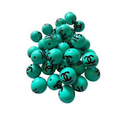 CC Letters Designer Inspired Silicone Round Bead for Beadable Pens, Stylus, Pencils, Keychains and More