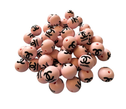 CC Letters Designer Inspired Silicone Round Bead for Beadable Pens, Stylus, Pencils, Keychains and More